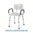 Rhythm Healthcare Portable Bath Seat & Shower Chair, White, with Backrest, Padded Arms, Aluminum