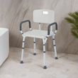 Rhythm Healthcare Portable Bath Seat & Shower Chair, White, with Backrest, Padded Arms, Aluminum