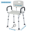 Rhythm Healthcare Portable Bath Seat & Shower Chair, White, with Backrest, Padded Arms, Aluminum