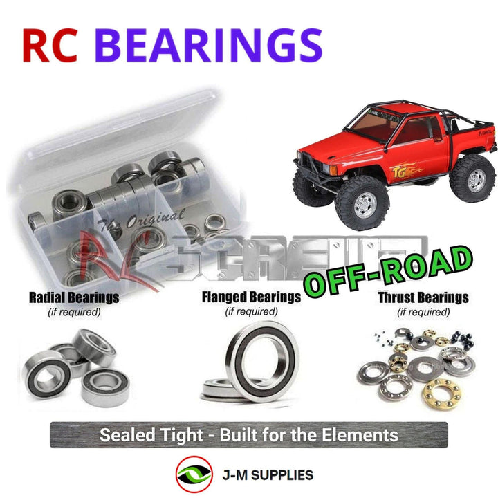 Representative image of an RCScrewZ rubber-sealed bearing kit for Axial SCX10 III 1987 Toyota SR5 1/10 4X4 (AXI-2062); exact bearing sizes and quantities vary by RC model.