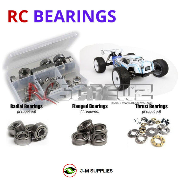 Representative image of an RCScrewZ metal-shielded bearing kit for Agama Racing A215T A215T 1/8 Nitro 4WD Truggy; exact bearing sizes and quantities vary by RC model.
