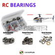Representative image of an RCScrewZ metal-shielded bearing kit for Align T-REX 450 SE V2 450-Class Electric Helicopter; exact bearing sizes and quantities vary by RC model.