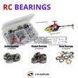 Representative image of an RCScrewZ metal-shielded bearing kit for Align T-REX 550E Pro/V2 (RH55E06XT); exact bearing sizes and quantities vary by RC model.