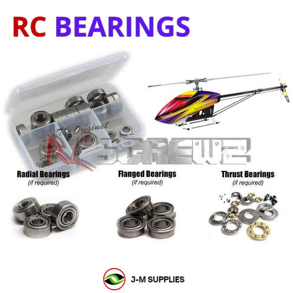 Representative image of an RCScrewZ metal-shielded bearing kit for Align T-REX 800E DFC Trekker (RH80E01XT); exact bearing sizes and quantities vary by RC model.