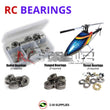 Representative image of an RCScrewZ metal-shielded bearing kit for Align T-REX 550E DFC (RH55E01XT); exact bearing sizes and quantities vary by RC model.
