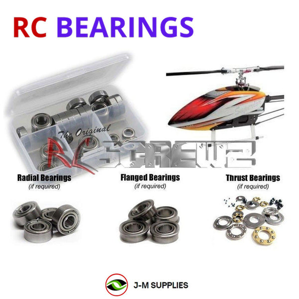 Representative image of an RCScrewZ metal-shielded bearing kit for Align T-REX 800 F3C (RH80E05XT); exact bearing sizes and quantities vary by RC model.