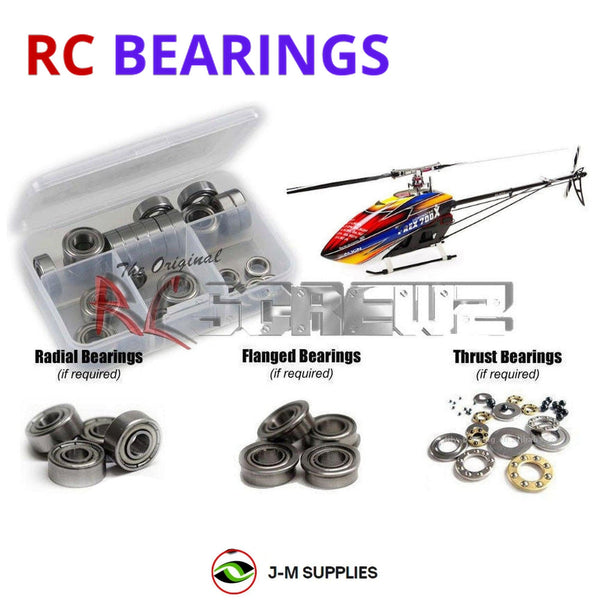 Representative image of an RCScrewZ metal-shielded bearing kit for Align T-REX 700X Dominator (RH70E25X); exact bearing sizes and quantities vary by RC model.