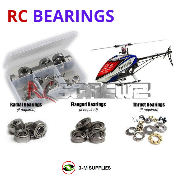 Representative image of an RCScrewZ metal-shielded bearing kit for Align T-REX 550X (RH55E22XT); exact bearing sizes and quantities vary by RC model.