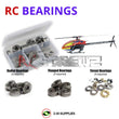 Representative image of an RCScrewZ metal-shielded bearing kit for Align TB70 (RH70E53XW); exact bearing sizes and quantities vary by RC model.