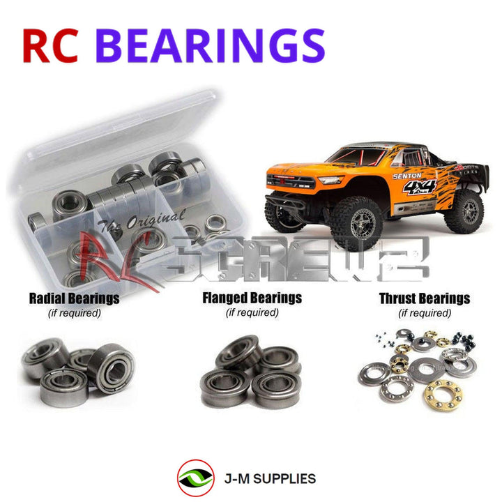 Representative image of an RCScrewZ metal-shielded bearing kit for ARRMA SENTON 3S BLX 1/10 Electric 4WD SCT (ARA102721); exact bearing sizes and quantities vary by RC model.