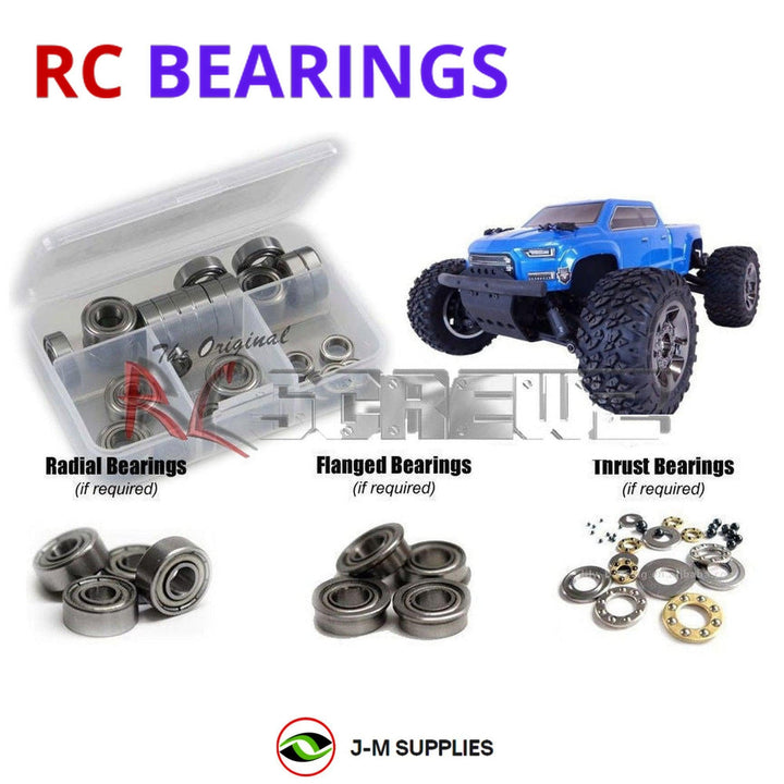 Representative image of an RCScrewZ metal-shielded bearing kit for ARRMA BIG ROCK 3S BLX 1/10 Electric 4WD MT (ARA102723); exact bearing sizes and quantities vary by RC model.