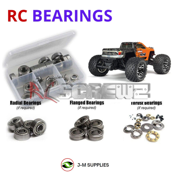 Representative image of an RCScrewZ metal-shielded bearing kit for ARRMA GRANITE 3S BLX 1/10 Electric 4WD MT (ARA102720); exact bearing sizes and quantities vary by RC model.