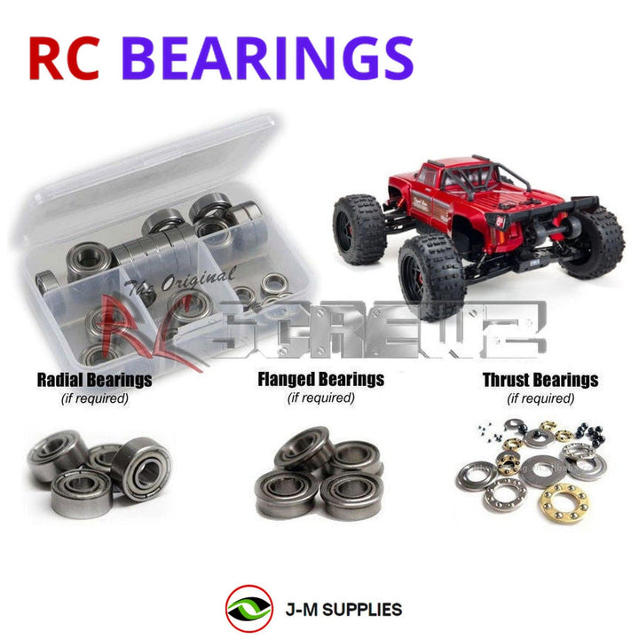 Representative image of an RCScrewZ metal-shielded bearing kit for ARRMA OUTCAST 8S BLX 1/5 Electric 4WD Stunt (ARA5810); exact bearing sizes and quantities vary by RC model.