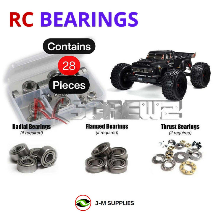 Representative image of an RCScrewZ metal-shielded bearing kit for ARRMA NOTORIOUS 6S BLX V5 1/8 Electric 4WD Stunt (ARA8611V5); exact bearing sizes and quantities vary by RC model.