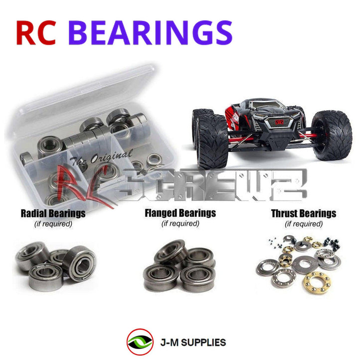 Representative image of an RCScrewZ metal-shielded bearing kit for ARRMA Fazon 6S BLX 1/8 Electric 4WD Monster Truck (AR106020); exact bearing sizes and quantities vary by RC model.