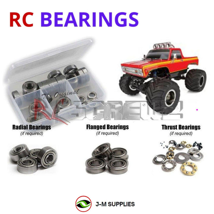 Representative image of an RCScrewZ metal-shielded bearing kit for Team Associated MT12 RTR 1/12 4WD Monster Truck (40007); exact bearing sizes and quantities vary by RC model.
