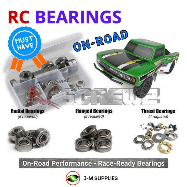 Representative image of an RCScrewZ metal-shielded bearing kit for Team Associated Pro2 LT10SW 1/10 2WD SCT (70023); exact bearing sizes and quantities vary by RC model.