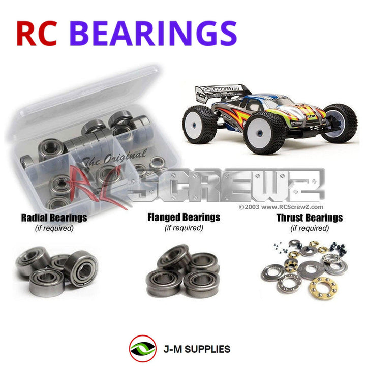 Representative image of an RCScrewZ metal-shielded bearing kit for Team Associated RC8Te Team 1/8 Electric 4WD Truggy (80911); exact bearing sizes and quantities vary by RC model.