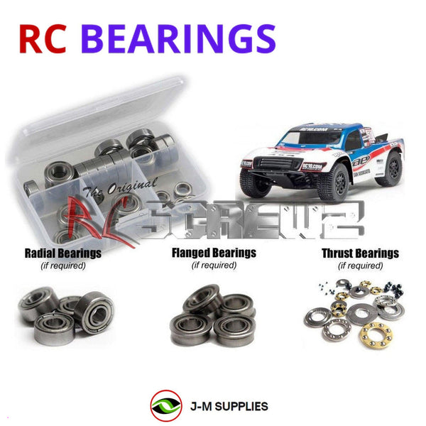 Representative image of an RCScrewZ metal-shielded bearing kit for Team Associated SC10 1/10 Electric 2WD SCT (7027); exact bearing sizes and quantities vary by RC model.