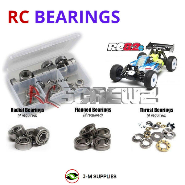 Representative image of an RCScrewZ metal-shielded bearing kit for Team Associated RC8.2e 1/8 Electric 4WD Buggy (80907); exact bearing sizes and quantities vary by RC model.
