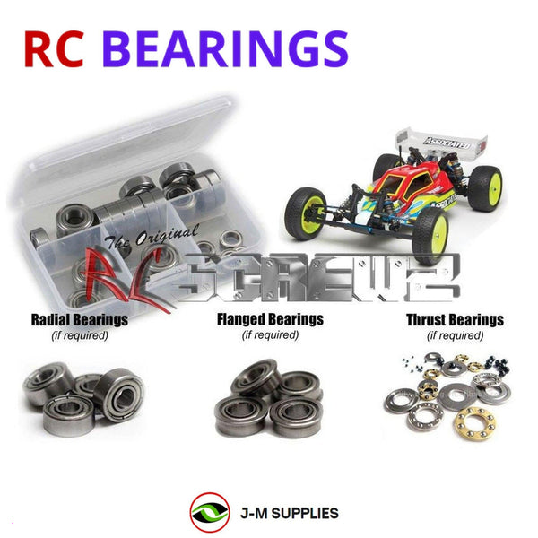Representative image of an RCScrewZ metal-shielded bearing kit for Team Associated RC10B4.2 RTR 1/10 2WD Buggy (9042, ASC9042); exact bearing sizes and quantities vary by RC model.