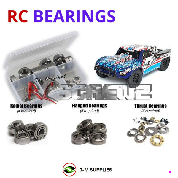 Representative image of an RCScrewZ metal-shielded bearing kit for Team Associated ProLite 4x4 RTR 1/10 4WD SCT (7052); exact bearing sizes and quantities vary by RC model.