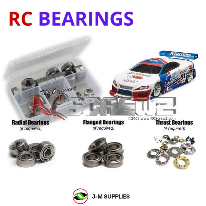 Representative image of an RCScrewZ metal-shielded bearing kit for Team Associated TC6.2 Factory Team 1/10 4WD TC (30109); exact bearing sizes and quantities vary by RC model.