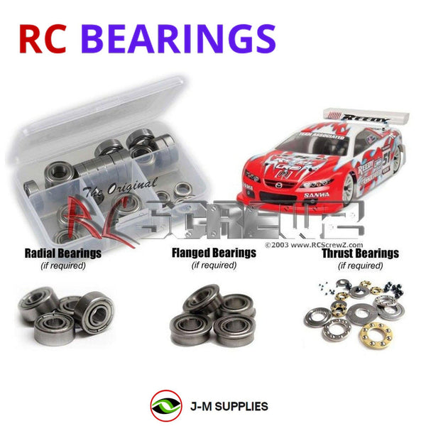 Representative image of an RCScrewZ metal-shielded bearing kit for Team Associated TC6.1 Worlds 1/10 Touring Car (30108); exact bearing sizes and quantities vary by RC model.