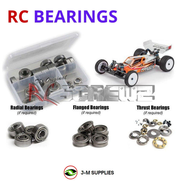 Representative image of an RCScrewZ metal-shielded bearing kit for Team Associated RC10B6 1/10 2WD Buggy (90011); exact bearing sizes and quantities vary by RC model.