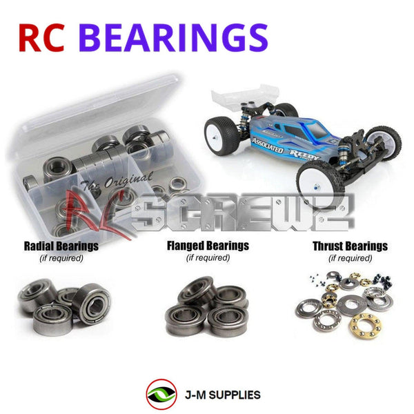 Representative image of an RCScrewZ metal-shielded bearing kit for Team Associated RC10B6.1 1/10 Electric 2WD Buggy (90020); exact bearing sizes and quantities vary by RC model.
