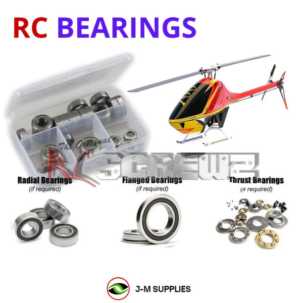 Representative image of an RCScrewZ metal-shielded bearing kit for Avant Mostro 700 Electric 700-Class RC Helicopter; exact bearing sizes and quantities vary by RC model.