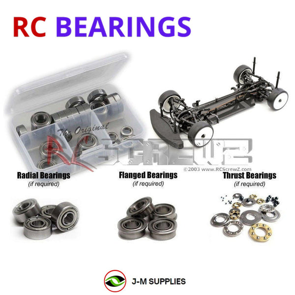 Representative image of an RCScrewZ metal-shielded bearing kit for Awesomatix A700 Evo II 1/10 Electric Touring Car; exact bearing sizes and quantities vary by RC model.