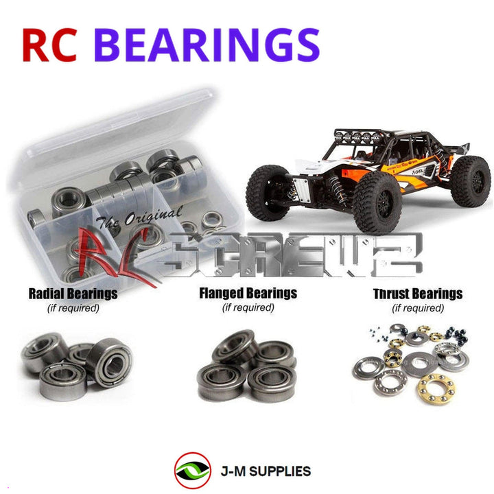 Representative image of an RCScrewZ metal-shielded bearing kit for Axial EXO Terra Buggy 1/10 Electric 4WD (90015, 90024); exact bearing sizes and quantities vary by RC model.
