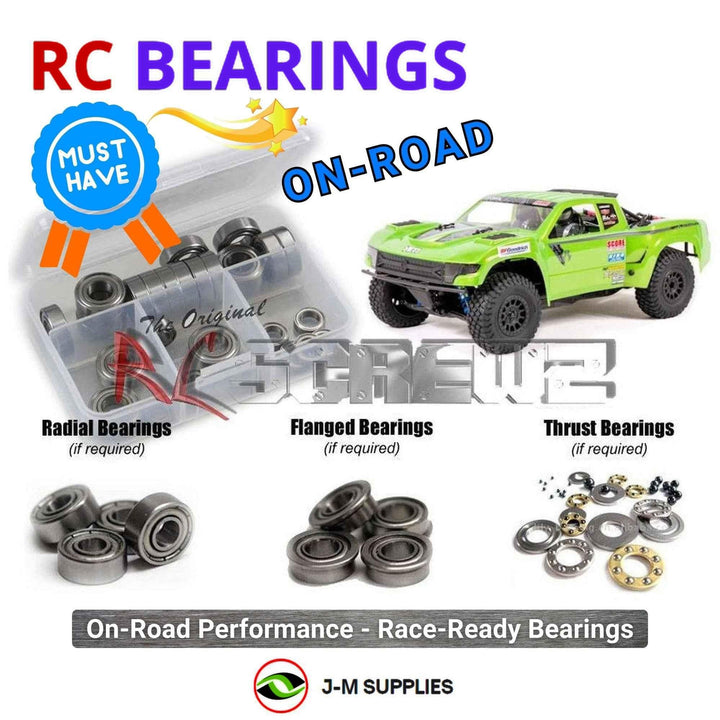 Representative image of an RCScrewZ metal-shielded bearing kit for Axial Yeti SCORE 1/10 Electric 4WD Trophy Truck (90050); exact bearing sizes and quantities vary by RC model.