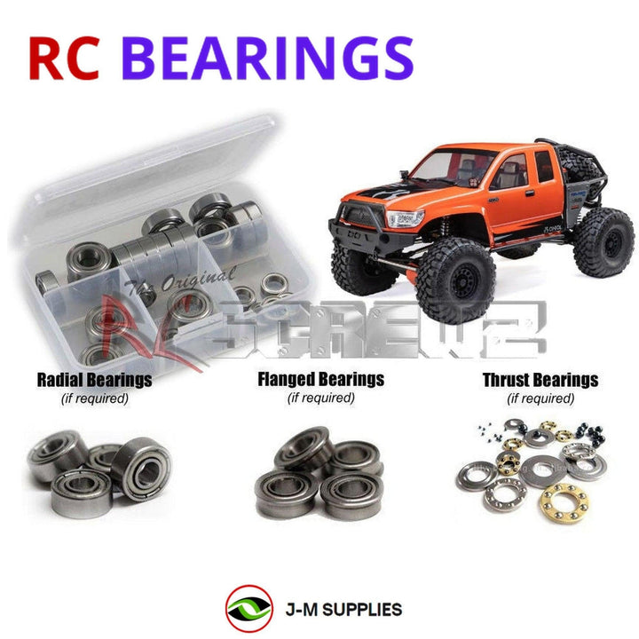 Representative image of an RCScrewZ metal-shielded bearing kit for Axial SCX6 Trail Honcho 1/6 Brushless 4WD Crawler (AXI05001); exact bearing sizes and quantities vary by RC model.