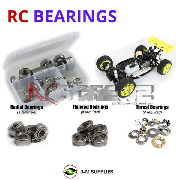 Representative image of an RCScrewZ metal-shielded bearing kit for CEN Racing Matrix R3 1/8th; exact bearing sizes and quantities vary by RC model.