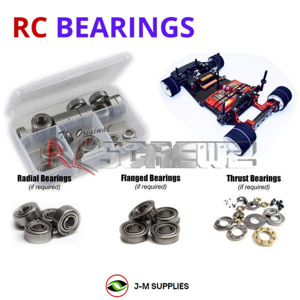 Representative image of an RCScrewZ metal-shielded bearing kit for CRC CK25 1/12th Onroad Pan Car (#3216); exact bearing sizes and quantities vary by RC model.