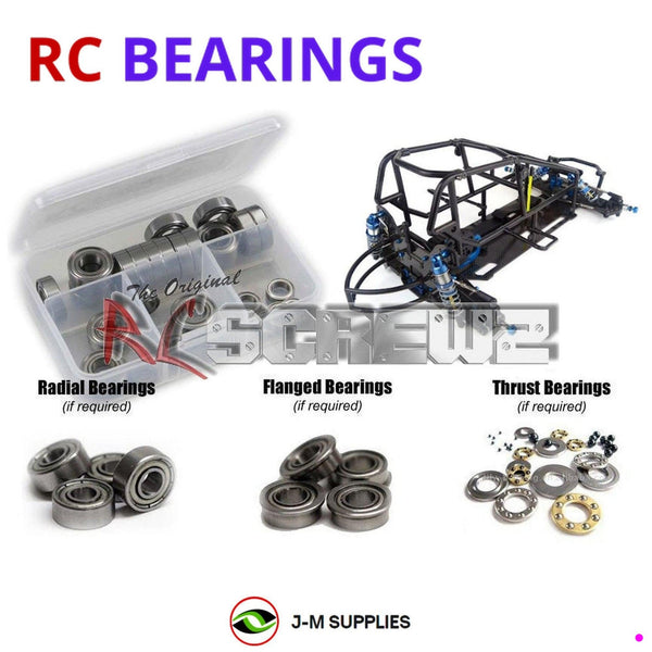 Representative image of an RCScrewZ metal-shielded bearing kit for Custom Works Enforcer 7 Gearbox 1/10 Sprint Car (#0975); exact bearing sizes and quantities vary by RC model.
