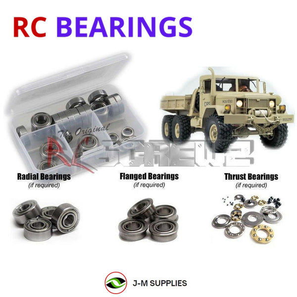 Representative image of an RCScrewZ metal-shielded bearing kit for Cross RC HC-6 (#CZR90100040); exact bearing sizes and quantities vary by RC model.