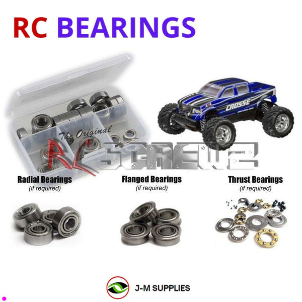 Representative image of an RCScrewZ metal-shielded bearing kit for DHK Hobby Crosse 1/10 Electric Monster Truck; exact bearing sizes and quantities vary by RC model.