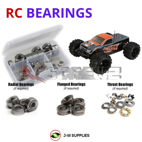 Representative image of an RCScrewZ metal-shielded bearing kit for DHK Hobby Maximus EP 1/8 #8382; exact bearing sizes and quantities vary by RC model.