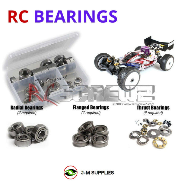 Representative image of an RCScrewZ metal-shielded bearing kit for Team Durango DNX408; exact bearing sizes and quantities vary by RC model.