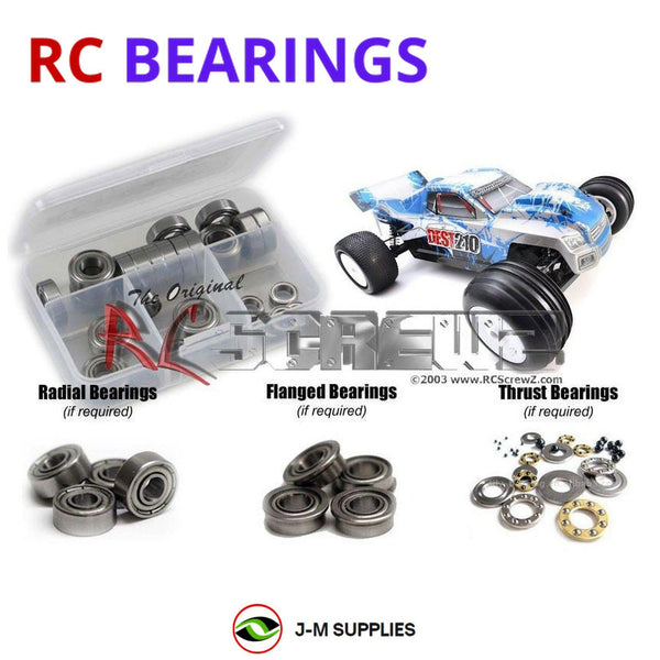 Representative image of an RCScrewZ metal-shielded bearing kit for Team Durango DEST-210 Stadium; exact bearing sizes and quantities vary by RC model.