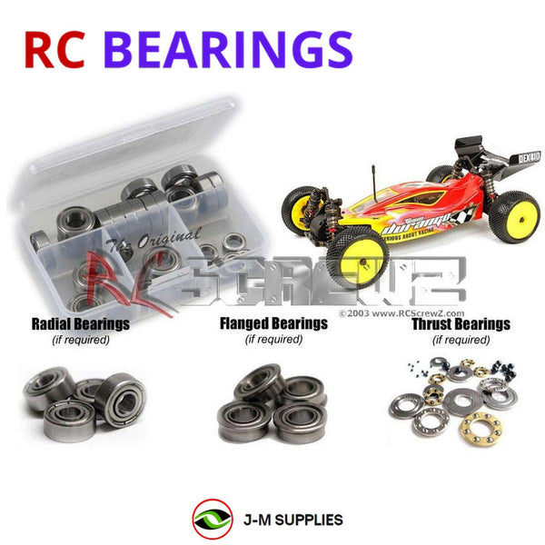 Representative image of an RCScrewZ metal-shielded bearing kit for Team Durango DEX-410 V3; exact bearing sizes and quantities vary by RC model.