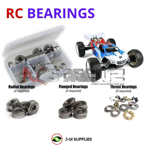 Representative image of an RCScrewZ metal-shielded bearing kit for Team Durango DEX408T; exact bearing sizes and quantities vary by RC model.