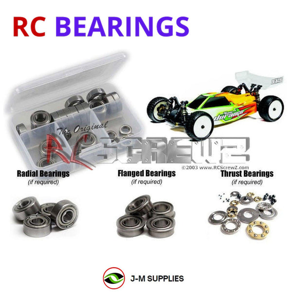 Representative image of an RCScrewZ metal-shielded bearing kit for Team Durango DEX410 V5; exact bearing sizes and quantities vary by RC model.