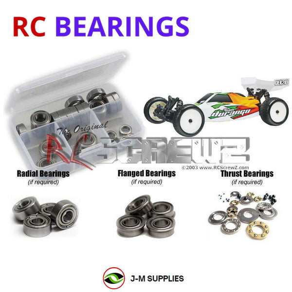 Representative image of an RCScrewZ metal-shielded bearing kit for Team Durango DEX210F; exact bearing sizes and quantities vary by RC model.