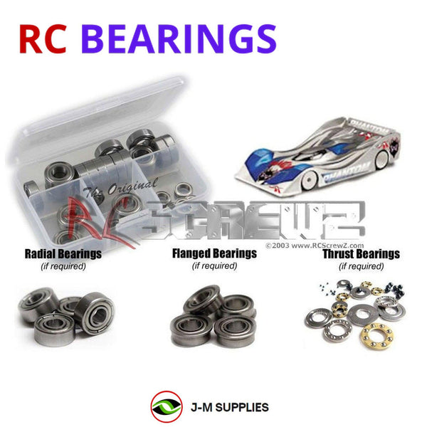 Representative image of an RCScrewZ metal-shielded bearing kit for FTX Racing Phantom 1/12th; exact bearing sizes and quantities vary by RC model.