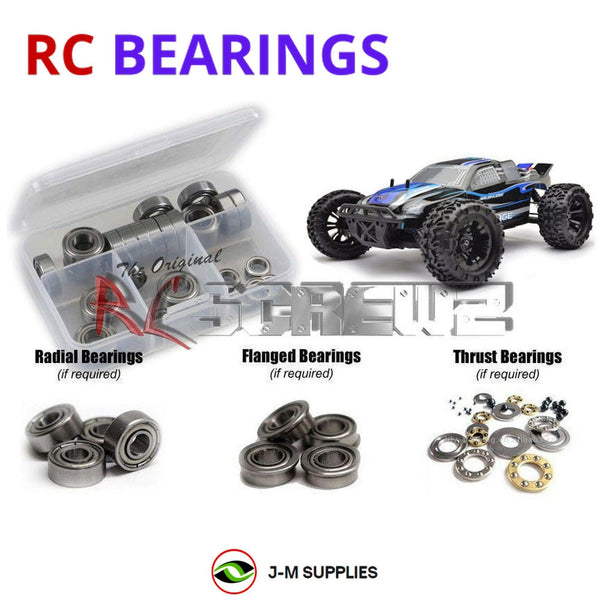 Representative image of an RCScrewZ metal-shielded bearing kit for FTX Carnage 1/10 Electric Brushless 4WD RTR Truck (#FTX5543); exact bearing sizes and quantities vary by RC model.