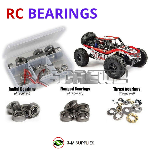 Representative image of an RCScrewZ metal-shielded bearing kit for FTX Outlaw 1/10 4WD Buggy (#FTX5570) Electric Off-Road; exact bearing sizes and quantities vary by RC model.